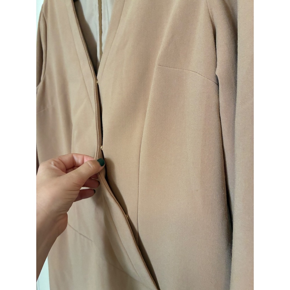 Cynthia Steffe Faux Wrap Dress Women Size 8 Tan Long Sleeve Office Old Money - Picture 3 of 10